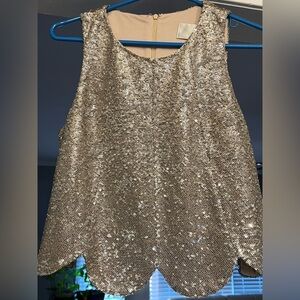 J.O.A. Gold Sequin Sleeveless Blouse Size M